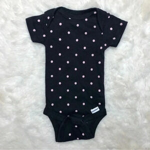 Gerber Onesie Diaper Shirt Polka Dots Black / Pink Size Newborn
